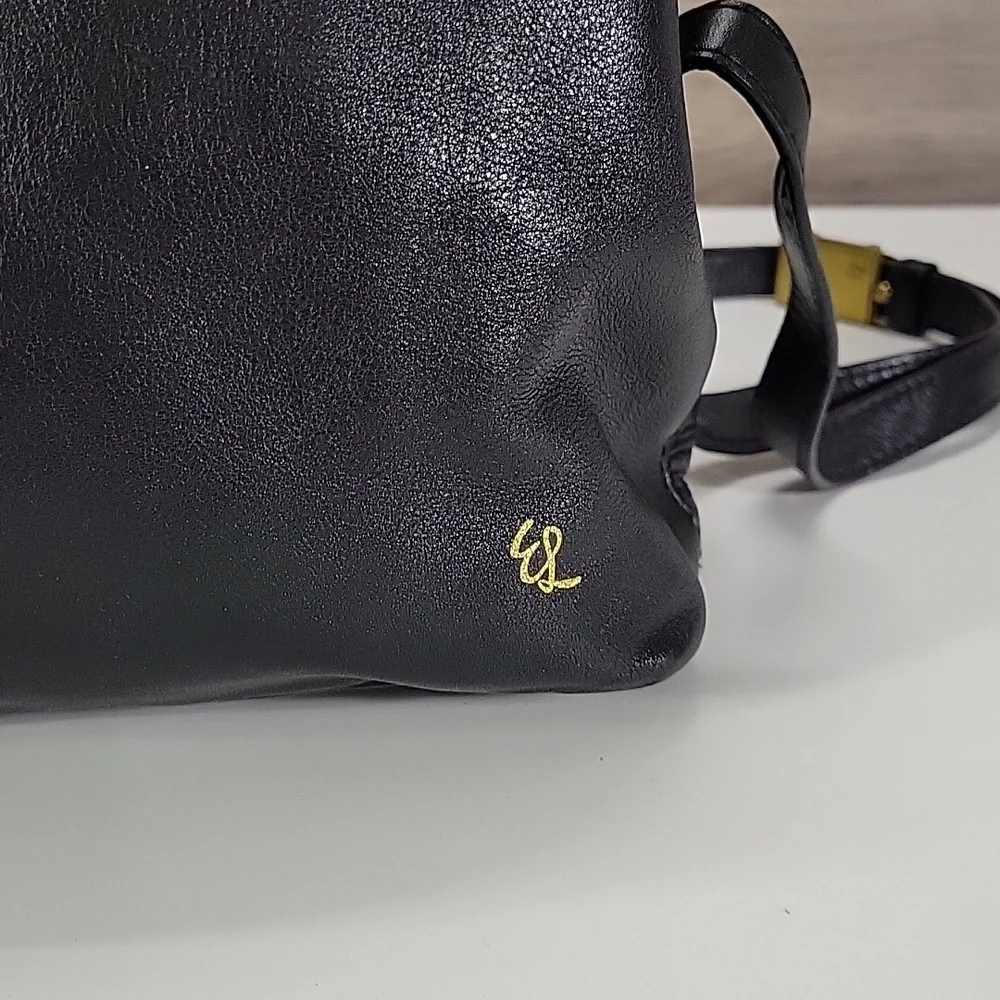 Elliott Lucca Black Leather Satchel with Braided Handles